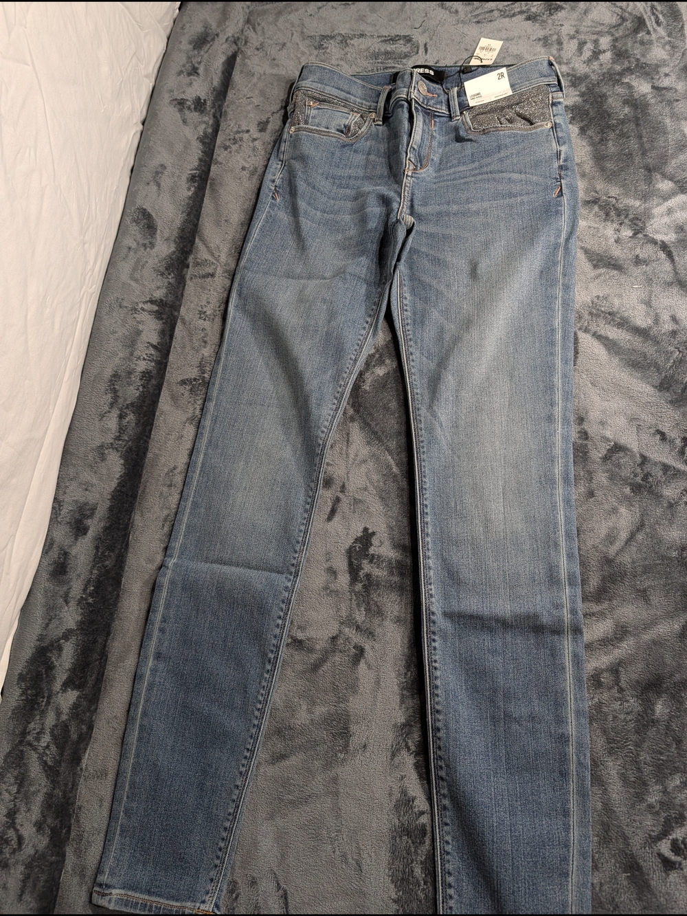 Express Women’s Legging Mid Rise Stretch Jeans in Light Blue Denim